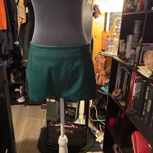 Women's Dark Green Faux-Leather Mini Shorts